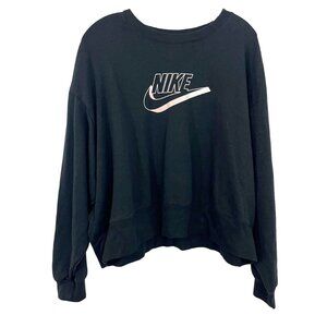 Nike Black Logo Spell Out Sweatshirt Drop Shoulder Athleisure - Women's Size 1X